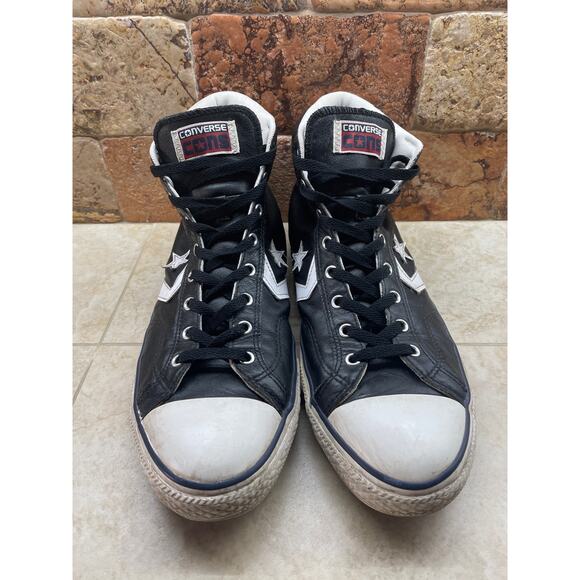 Converse CONS High Top Leather Sneakers Black White Men’s 12 Women’s 14 - Picture 2 of 11